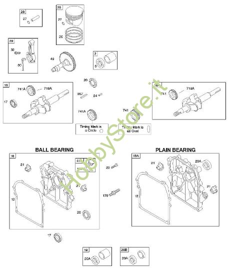 C - Albero a camme, coperchio/coppa carter albero motore, albero motore, biella/anelli/pistone B&S - 09 €¦ 091212-1360-E1 brand Stihl